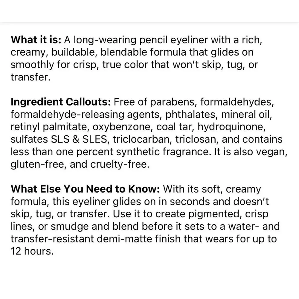 Glossier NWOB No. 1 Pencil Creamy Long-Wearing Eyeliner Ink